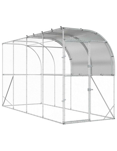 Gabbia per Polli Contro il Muro Argento 400 x 100 x 215 cm