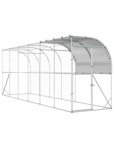 Gabbia per Polli Contro il Muro Argento 600 x 150 x 215 cm
