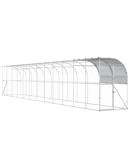 Gabbia per Polli Contro il Muro Argento 1200 x 150 x 215 cm