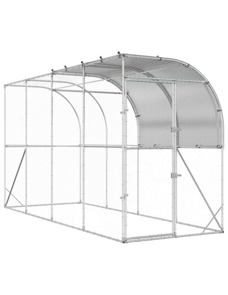 Gabbia per Polli Contro il Muro Argento 400 x 150 x 215 cm