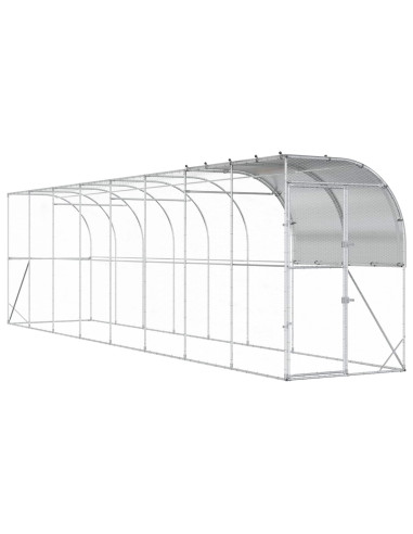 Gabbia per Polli Contro il Muro Argento 800 x 150 x 215 cm