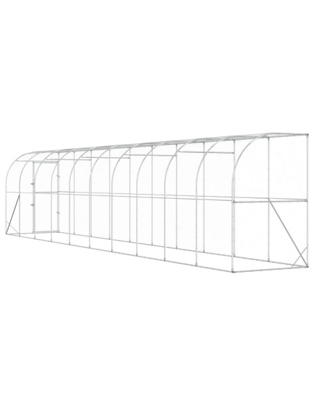 Gabbia per Polli Contro il Muro Argento 600 x 150 x 215 cm