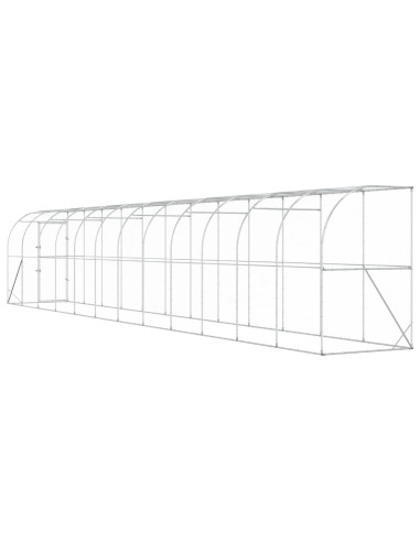 Gabbia per Polli Contro il Muro Argento 600 x 150 x 215 cm