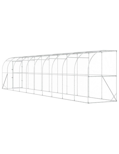 Gabbia per Polli Contro il Muro Argento 600 x 150 x 215 cm
