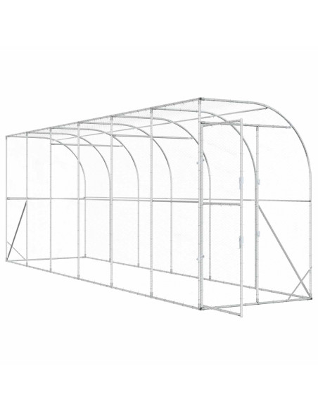 Gabbia per Polli Contro il Muro Argento 600 x 150 x 215 cm