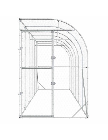 Gabbia per Polli Contro il Muro Argento 600 x 150 x 215 cm