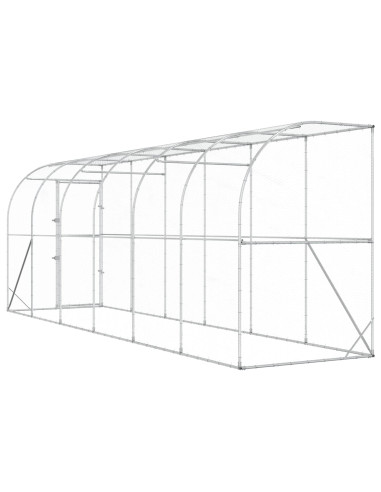 Gabbia per Polli Contro il Muro Argento 600 x 150 x 215 cm