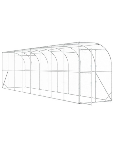 Gabbia per Polli Contro il Muro Argento 600 x 150 x 215 cm