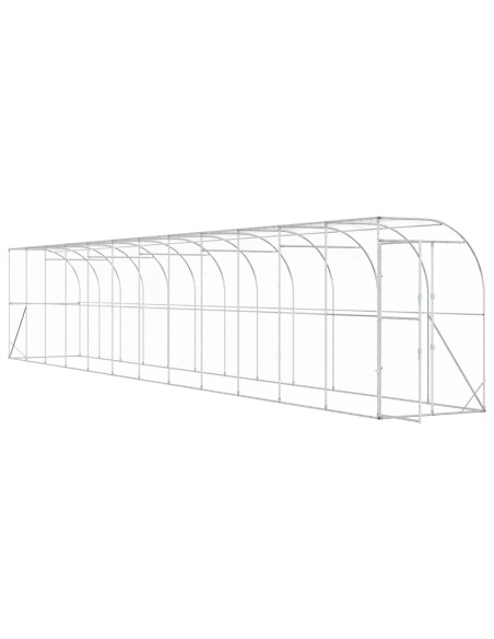 Gabbia per Polli Contro il Muro Argento 600 x 150 x 215 cm