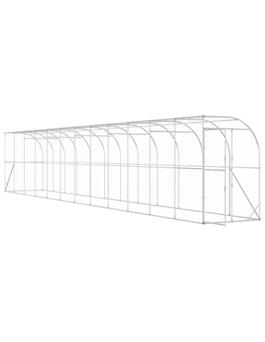 Gabbia per Polli Contro il Muro Argento 600 x 150 x 215 cm