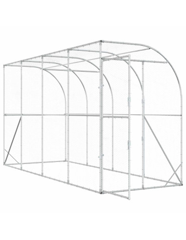 Gabbia per Polli Contro il Muro Argento 600 x 150 x 215 cm