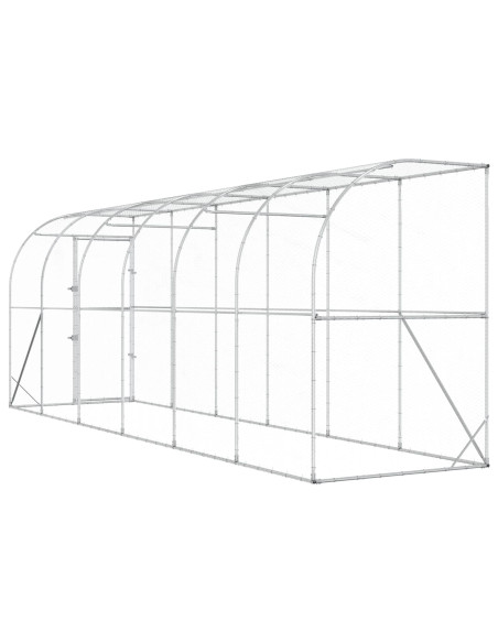Gabbia per Polli Contro il Muro Argento 600 x 150 x 215 cm