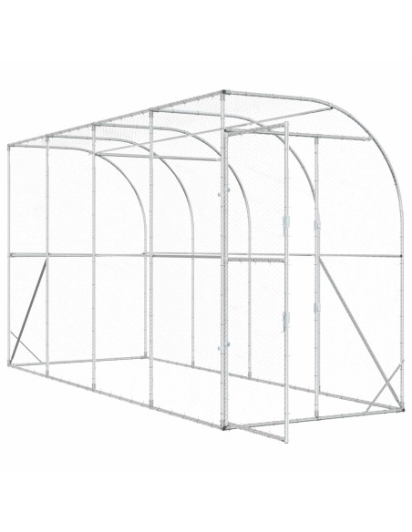 Gabbia per Polli Contro il Muro Argento 600 x 150 x 215 cm