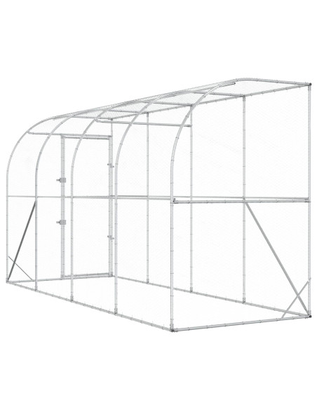 Gabbia per Polli Contro il Muro Argento 600 x 150 x 215 cm