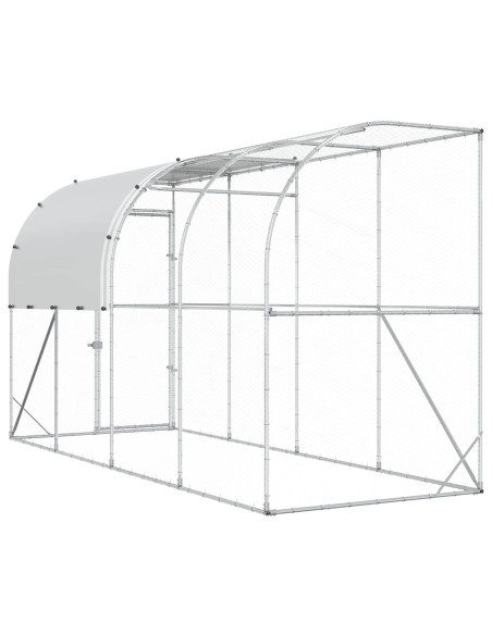 Gabbia per Polli Contro il Muro Argento 400 x 100 x 215 cm