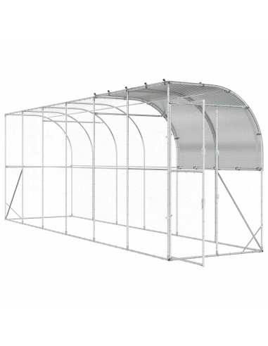 Gabbia per Polli Contro il Muro Argento 600 x 150 x 215 cm