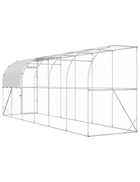 Gabbia per Polli Contro il Muro Argento 600 x 150 x 215 cm
