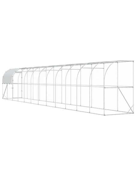 Gabbia per Polli Contro il Muro Argento 1200 x 150 x 215 cm