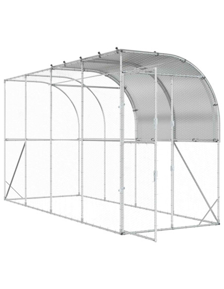 Gabbia per Polli Contro il Muro Argento 400 x 150 x 215 cm