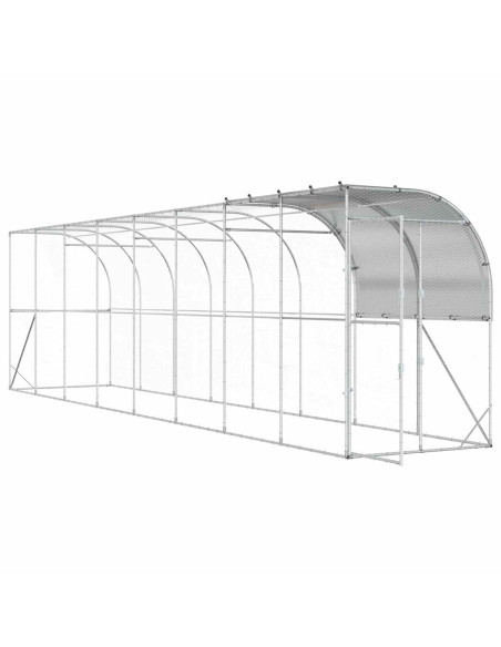 Gabbia per Polli Contro il Muro Argento 800 x 150 x 215 cm