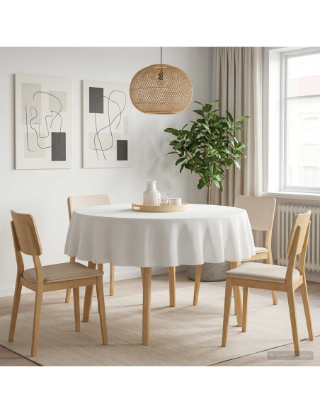 Tovaglia da Tavolo Rotondo Bianco Ø 160 cm Poliestere
