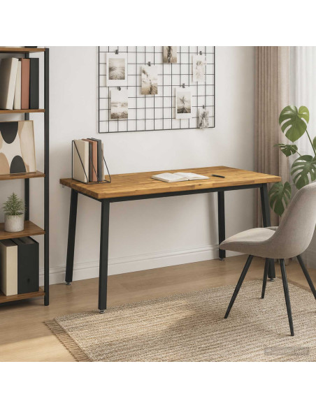 140 x 70 x 75 cm Legno di Acacia Massello Bianco e Nero