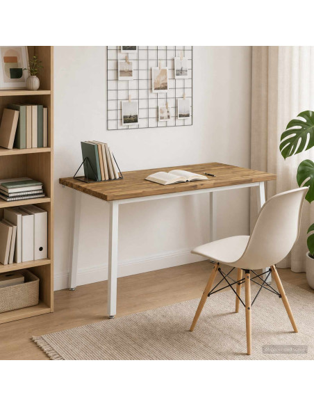 140 x 70 x 75 cm Legno di Acacia Massello Bianco Rettangolare