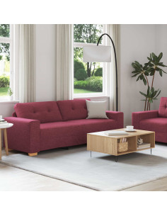 Divano 2 pcs Rosso Vino 221 x 80 x 80 cm Tessuto misto lino