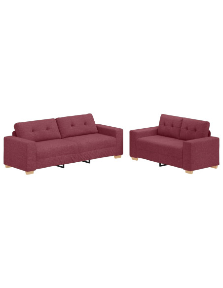 Divano 2 pcs Rosso Vino 221 x 80 x 80 cm Tessuto misto lino