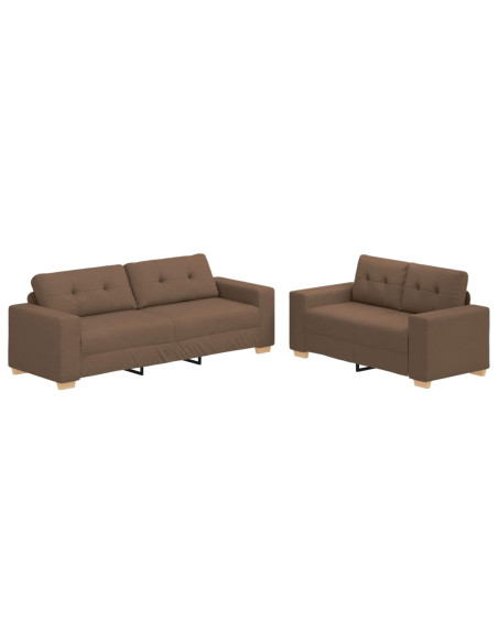 Divano 2 pcs Marrone 221 x 80 x 80 cm Tessuto misto lino