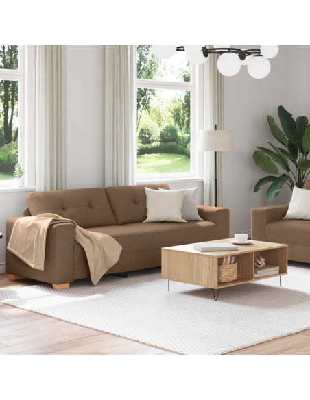 Divano 2 pcs Marrone 221 x 80 x 80 cm Tessuto misto lino