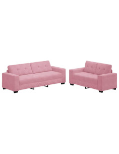 Divano 2 pcs Rosa 221 x 80 x 80 cm Velluto 2