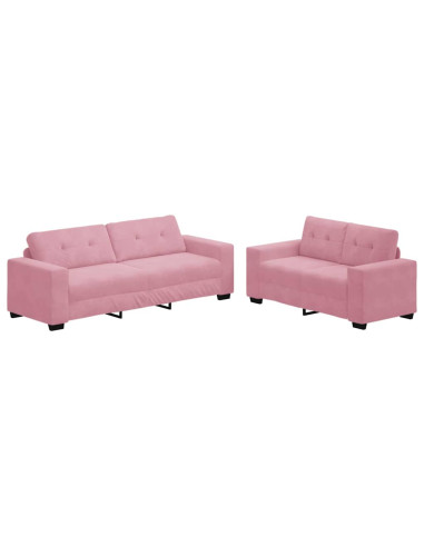 Divano 2 pcs Rosa 221 x 80 x 80 cm Velluto
