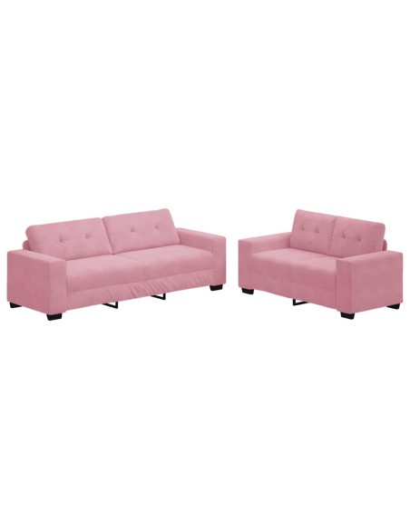 Divano 2 pcs Rosa 221 x 80 x 80 cm Velluto