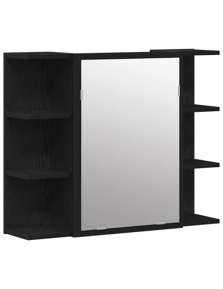 Mobiletto per specchio Rovere Nero 80 x 20,5 x 64 cm