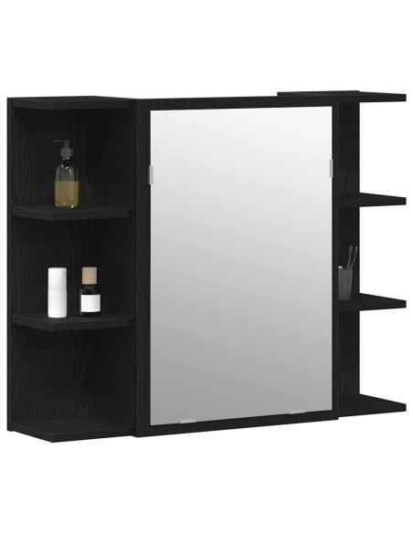 Mobiletto per specchio Rovere Nero 80 x 20,5 x 64 cm
