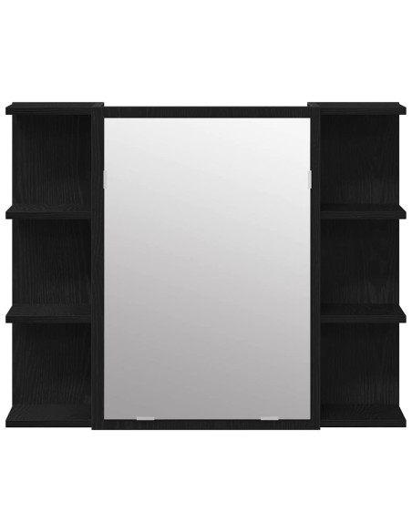 Mobiletto per specchio Rovere Nero 80 x 20,5 x 64 cm