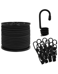 Corde Bungee con Ganci 8 mm Nero PP e gomma 2