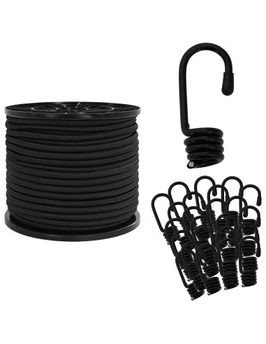 Corde Bungee con Ganci 8 mm Nero PP e gomma