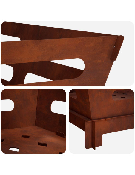 Focolare Ruggine 40 x 40 x 20 cm Acciaio Corten