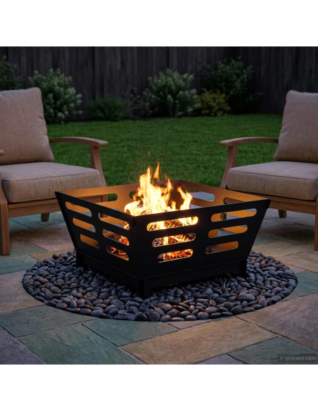 Focolare Nero 60 x 60 x 30 cm Acciaio