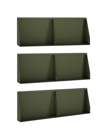 Muro di contenimento 6 pz 60 x 12 x 40 cm Acciaio Verde Oliva