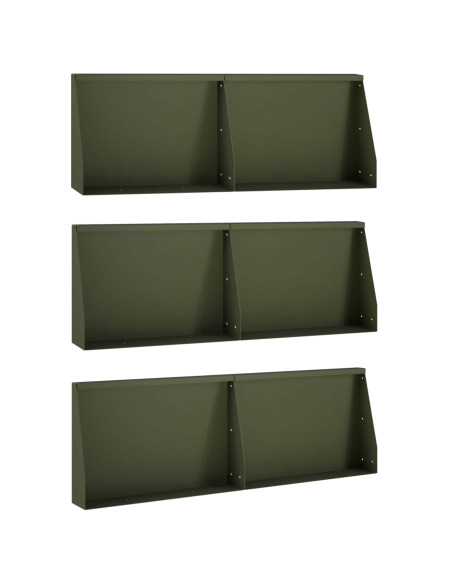 Muro di contenimento 6 pz 60 x 12 x 30 cm Acciaio Verde Oliva