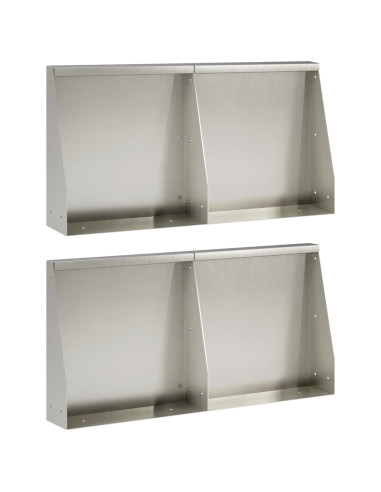 Muro di contenimento 4 pz 40 x 12 x 50 cm Acciaio Inox Argento