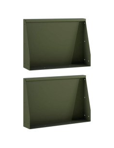 Muro di contenimento 2 pz 60 x 12 x 40 cm Acciaio Verde Oliva 2