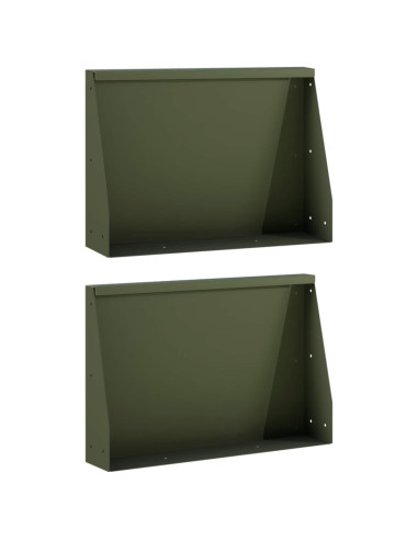 Muro di contenimento 2 pz 60 x 12 x 40 cm Acciaio Verde Oliva