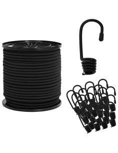 Corde Bungee con Ganci 6 mm Nero PP e gomma 2