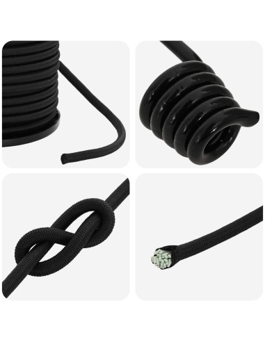 Corde Bungee con Ganci 6 mm Nero PP e gomma