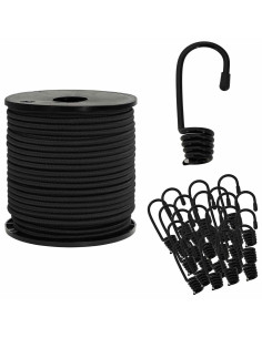 Corde Bungee con Ganci 6 mm Nero PP e gomma 2