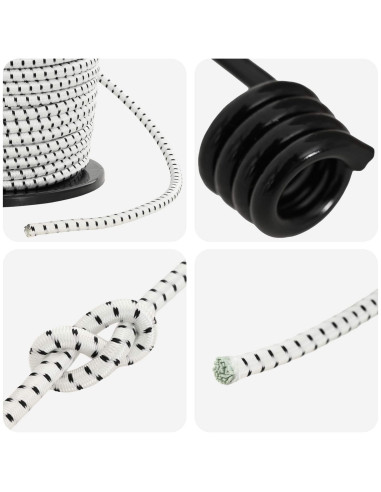 Corde Bungee con Ganci 8 mm Nero e Bianco PP e gomma